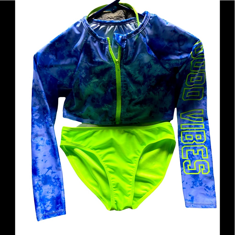 Wonder nation girls 3 piece swimming suit size 10/12